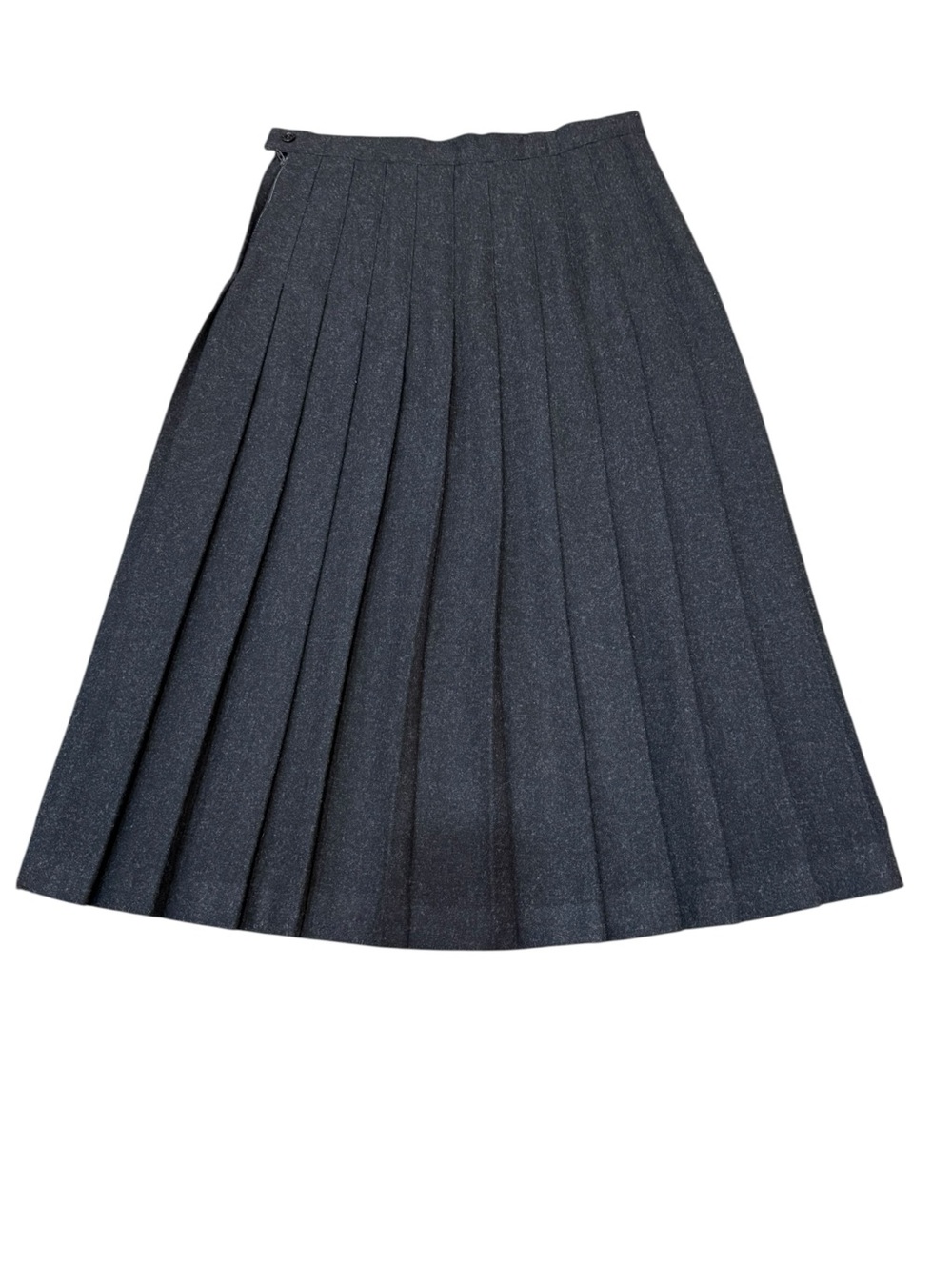 Vintage P.S.Design 100% Wool Charcoal Pleated Midi Skirt Dark Academia Old Money